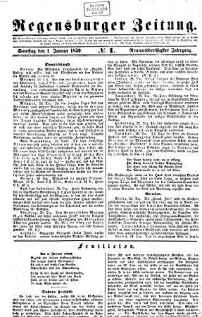 Regensburger Zeitung. 1859,1 = Jg. 39