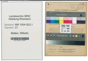 Entnazifizierung Wilhelm Matten , geb. 19.06.1894 (Fahrleiter)