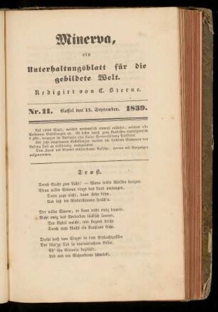 Minerva, Nr. 11, 14. September 1839