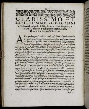 Clarissimo ... Ioanni a Toledo ...