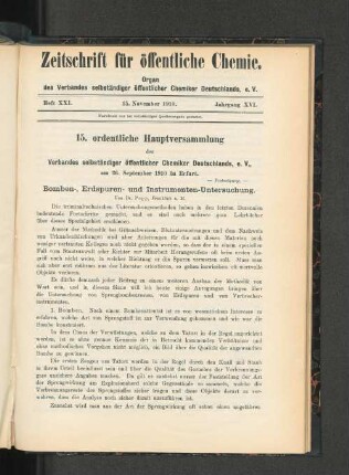 Heft XXI. 15. November 1910. Jahrgang XVI.