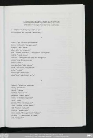 Liste Des Emprunts Lexicaux cités dans l'ouvrage avec leur sens en levantin
