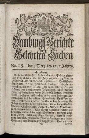 No. 18. den 3 Merz des 1747 Jahres. - No. 26. den 31 Merz des 1747 Jahres.