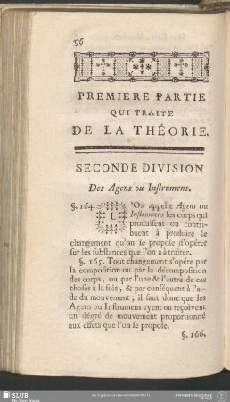 Seconde Division [de la Premiere Partie]. Des Agens ou Instrumens