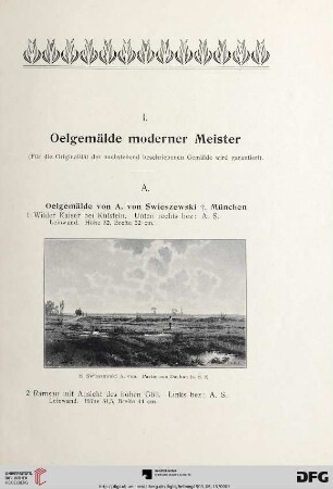 I. Oelgemälde moderner Meister (Nr. 1 - 134)