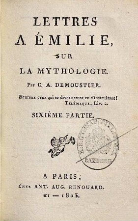 Lettres à Émilie, sur la mythologie, 6