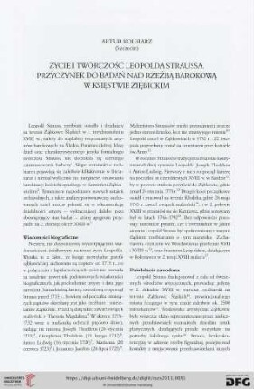 Życie i twórczość Leopolda Straussa : przyczynek do badań nad rzeźbą barokową w Księstwie Ziębickim
