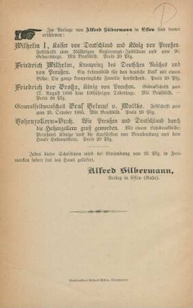 Im Verlage von Alfred Silberman in Essen sind ferner erschienen: ...