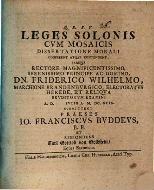 Leges Solonis cum Mosaicis