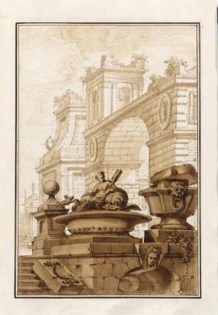 Architekturphantasie mit Brunnenanlage, aus den "Disegni di Prospettiva Ideale", Bl. 23