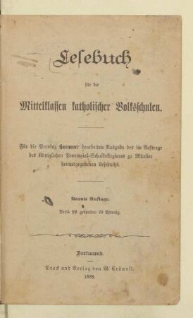Lesebuch für die Mittelklassen katholischer Volksschulen
