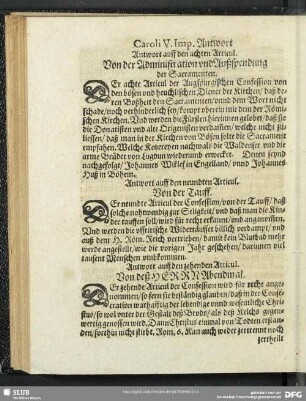 Antwort auff den neundten Articul. Von der Tauff