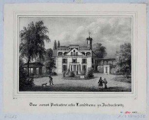 Landhaus und Garten des russischen Fürsten Nikolaus Abramowitsch Putjatin (1749-1830) in Kleinzschachwitz bei Dresden (Baujahr 1798, heute Putjatinstraße 26), Variante des Blattes aus Saxonia