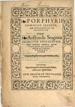 Porphyrii Phoenicis Isagoge, id est, Introdvctio In Dialecticen