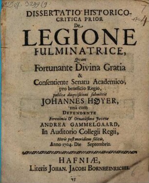 Diss. hist. crit. ... de legione fulminatrice, Prior