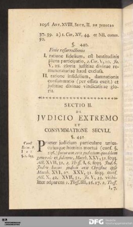 Sectio II. De Jvdicio Extremo Et Consvmmatione Secvli.