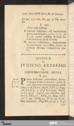 Sectio II. De Jvdicio Extremo Et Consvmmatione Secvli.