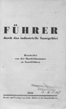 Führer durch das industrielle Saargebiet