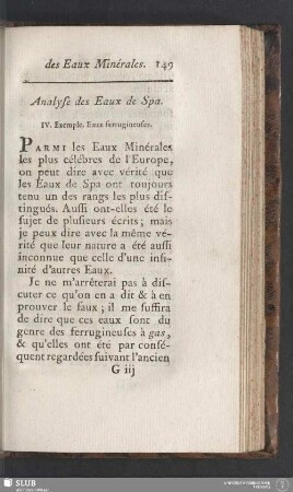 Analyse des Eaux de Spa