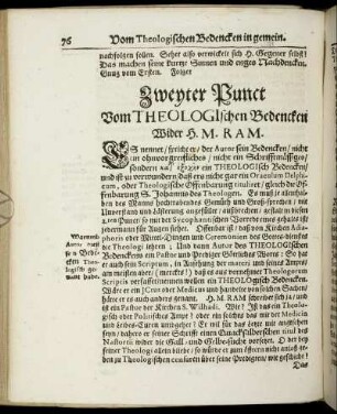 Zweyter Punct Vom Theologischen Bedencken Wider H. M. Ram.