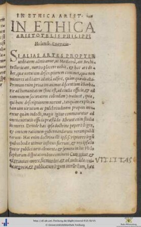 In Ethica Aristotelis Philippi Melanchthonis Enarratio