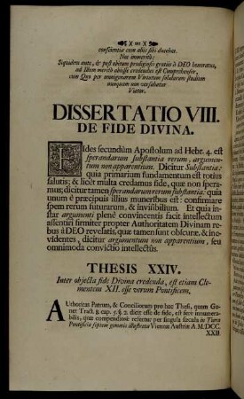 Dissertatio VIII. De Fide Divina.