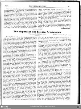Die Reparatur der kleinen Armbanduhr