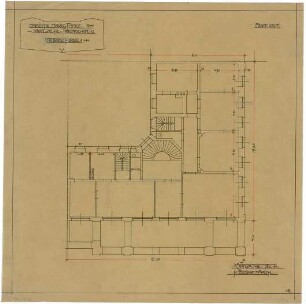 Billing, Hermann; Karlsruhe, Friedrichsplatz 12; Badische Bank, Umbau - Grundriss Halbgeschoss