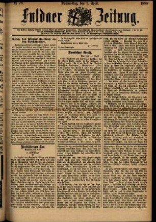 Ausgabe vom Donnerstag, den 05. April 1888.