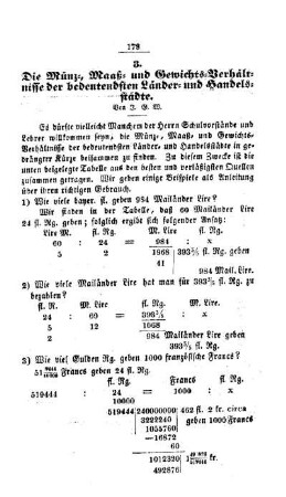 Die Münz-, Maaß- und Gewichts- Verhältnisse der bedeutendsten Länder- und Handelsstädte