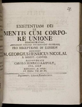 Existentiam Dei Ex Mentis Cum Corpore Unione Demonstratam