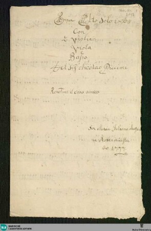 Rendimi il caro amico - Don Mus.Ms. 2142 : A, strings; D