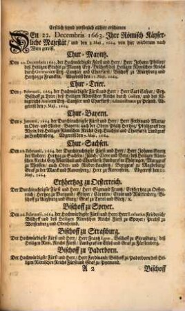 Verzeichniß derjenigen Churfürsten ... wie sich dieselbe auf dem von ... Leopoldo ... nach ... Regenspurg ... 1662 ausgeschriebenen Reichstag eingefunden und bis 1719 continuieret