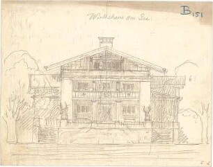 Thiersch, August ; Bayerischer Verein für Volkskunst und Volkskunde, Hausentwürfe - Wirtshaus am See (Ansicht)