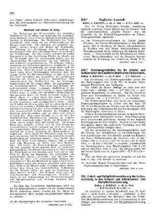 Erziehungsbeihilfen für die Schüler und Schülerinnen der Landwirtschaftlichen Fachschulen : [Erziehung] ; [Für Preußen] ; [Amtliche Erlasse] ; [Amtlicher Teil]