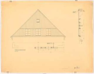 Kleines Wohnhaus: Giebelansicht und Detailschnitte
