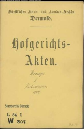 Wrampe im Heßloh gegen Joh. Henrich und Bernd Henrich Kicksmüller in Oberwüsten - Brautschatz