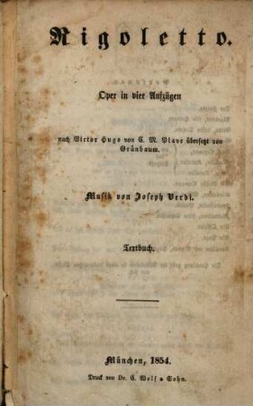 Rigoletto : Oper in 4 Aufzügen