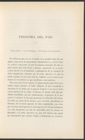 Fisonomía del país : Juicio político. - Lo del Paraguay. - El discurso de un diplomático