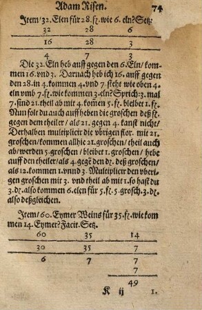Adam Risen Rechenbuch, auff Linien vnd Ziphren, in allerley Handthierung, Geschäfften vnnd Kauffmanschafft : Mit newen künstlichen Regeln vnd Exempeln gemehret, Innhalt fürgestellten Registers