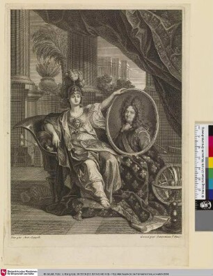[Porträt Ludwig XIV. im Oval von Minerva gehalten]