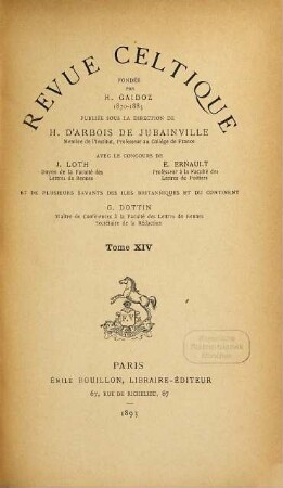 Revue celtique. 14. 1893