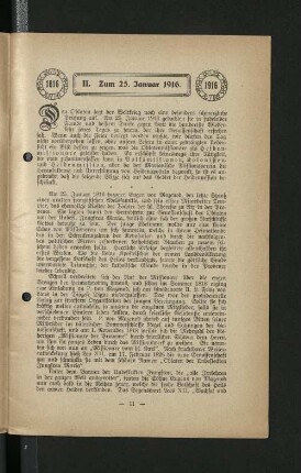 II. Zum 25. Januar 1916.