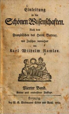 Einleitung in die Schönen Wissenschaften, 4