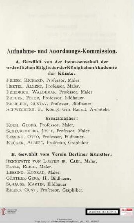 Aufnahme- und Anordnungs-Komission