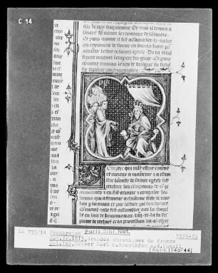 Grandes Chroniques de France — Kaiser Karl der Große mit Bischöfen, Folio fol. 102