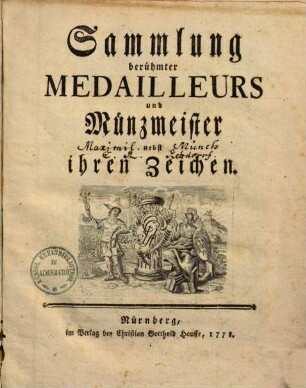 Sammlung berühmter Medailleurs und Münzmeister : nebst ihren Zeichen