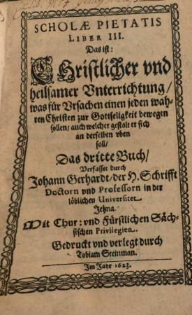 Schola pietatis : liber III.