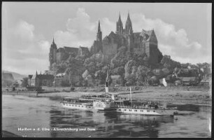 Meißen. Albrechtsburg u. Dom - Elbe m. Dampfer Meißen