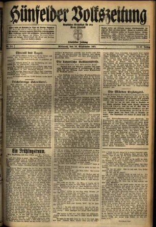 Ausgabe vom Mittwoch, den 14. September 1921.